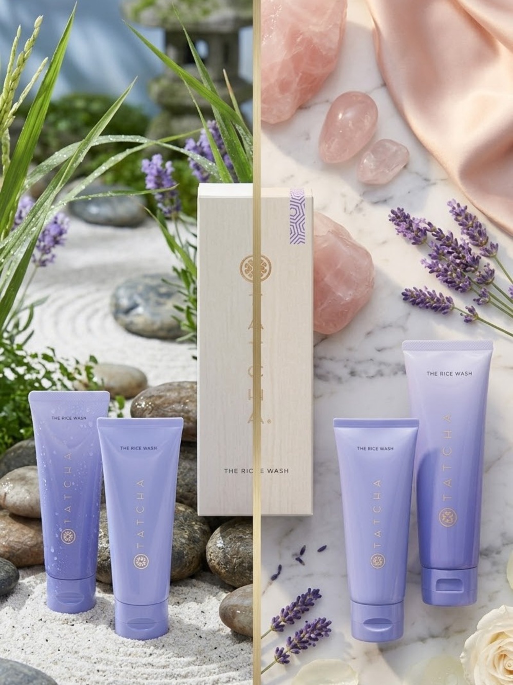 Tatcha Lavender-Toned Rice Wash Foaming Cleanser Trio
